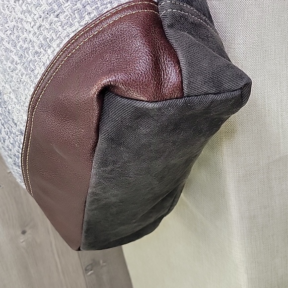 Myra Bag Canvas Tapestry Leather Tote Shoulder Bag - Picture 7 of 12